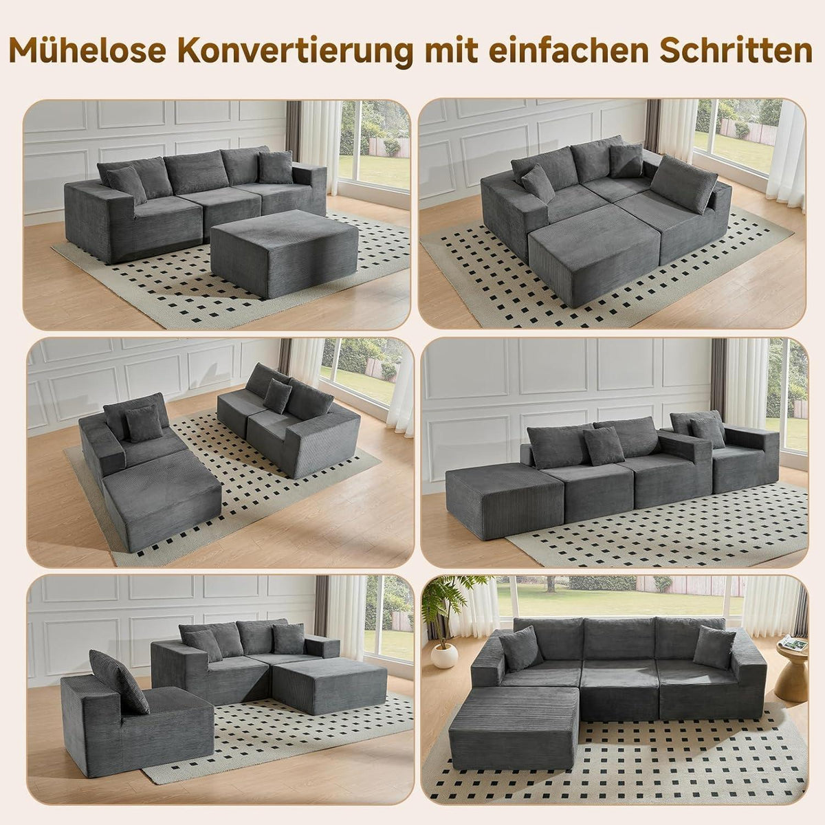 Großes Ecksofa 275cm mit Schlaffunktion & Ottomane
