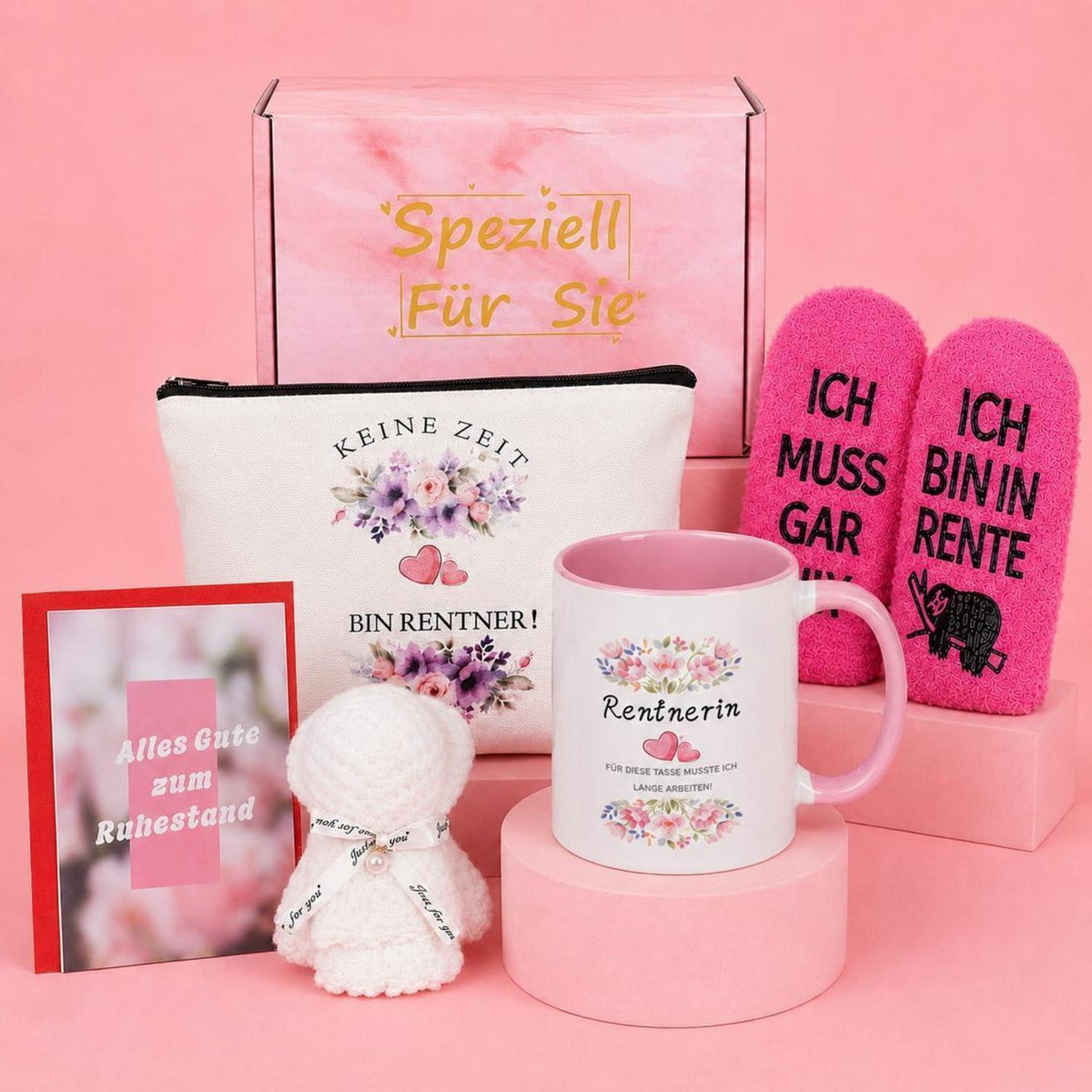 Ruhestand Geschenkset für Frau – Rosa & Gemütlich