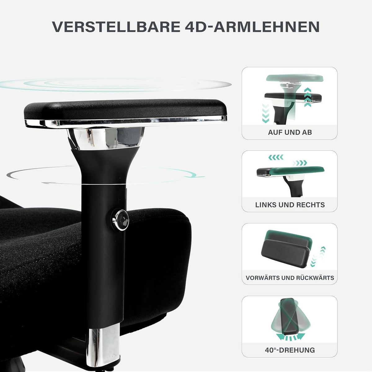 Blue Whale Bürostuhl ergonomisch hoch 200KG Mesh 4D Armlehnen