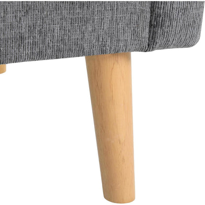 Schlafsofa Grau, 2-Sitzer Couch mit Kissen & Massivholzfüßen
