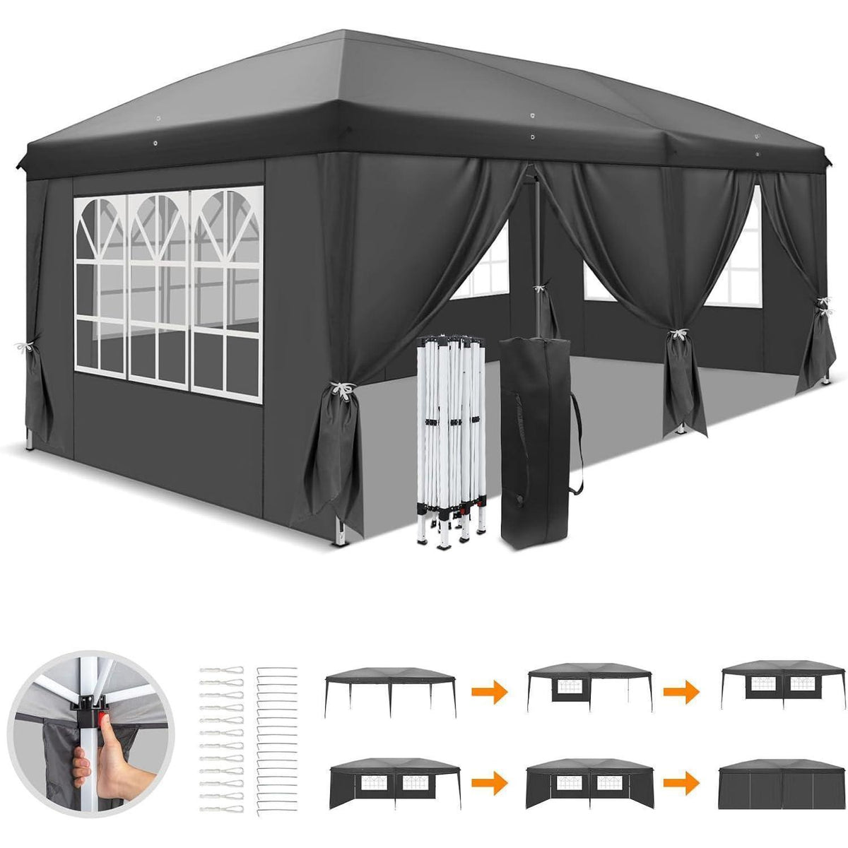 Faltpavillon 3x6m – Wasserdicht, Höhenverstellbar mit Zubehör