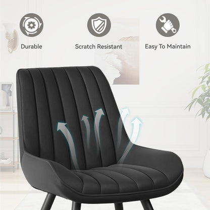 Moderner Esszimmerstuhl gepolstert – 6er Set Schwarz
