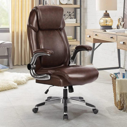 Ergonomischer Bürostuhl Leder 180kg Braun Bürosessel Armlehnen