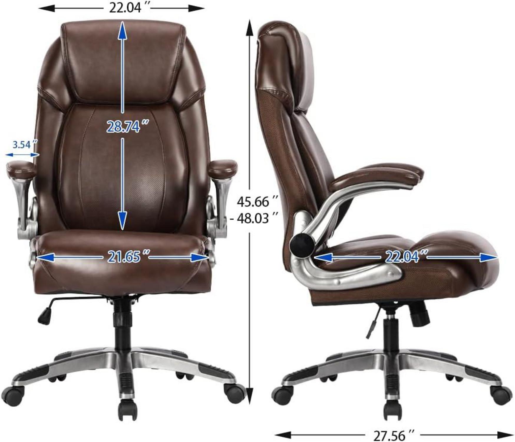 KCREAM Ergonomischer Bürostuhl 180kg Leder Braun Chefessel