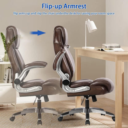 Ergonomischer Bürostuhl 180kg Leder Braun Gepolsterte Armlehnen