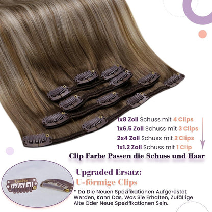 Echthaar Clip-in Extensions Ombre Blond 55cm