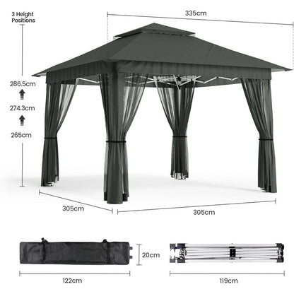 Pop-Up Pavillon 3,35x3,35m wasserdicht mit