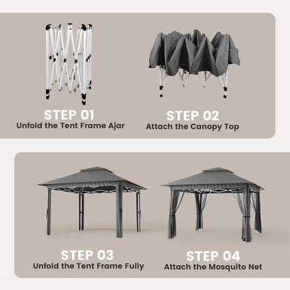 Pop-Up Pavillon 3,35x3,35m wasserdicht mit