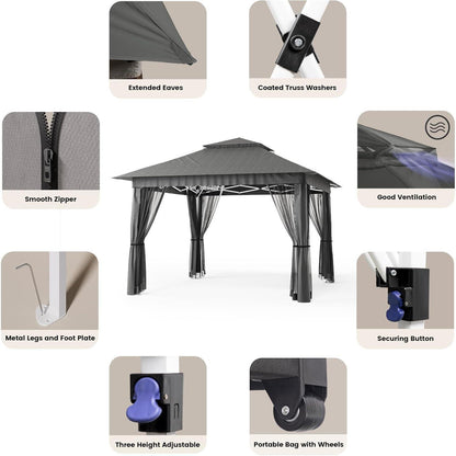 Pop-Up Pavillon 3,35x3,35m wasserdicht mit
