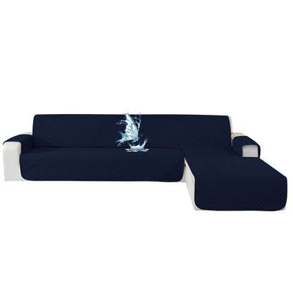 Wasserdichter Sofabezug L-Form 4 Sitzer Dunkelblau