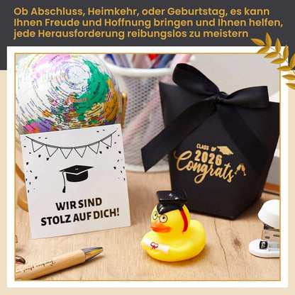 Doktorhut Quietscheente Geschenkset – Abschlussgeschenk für Studenten