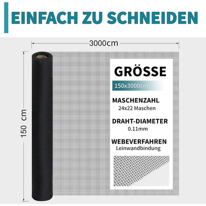 Fliegengitter Fenster 150x3000cm Edelstahl – Insektenschutznetz