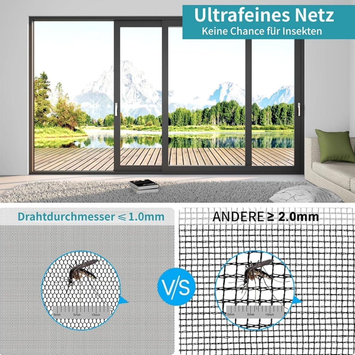 Fliegengitter Fenster 150x3000cm Edelstahl – Insektenschutznetz