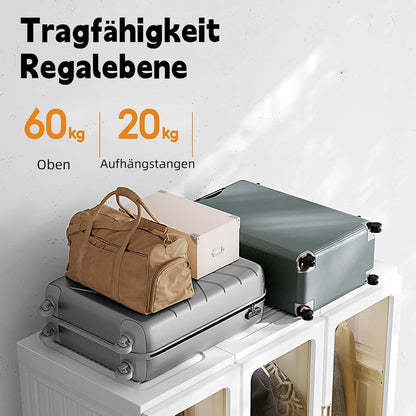 Zusammenklappbarer Kleiderschrank mit Kleiderstange & Magnettüren