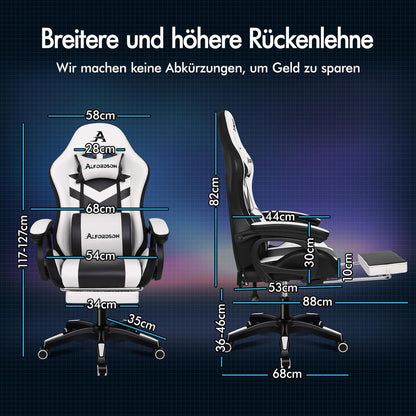 Gaming Stuhl mit Massage RGB LED-Licht Kopfstütze
