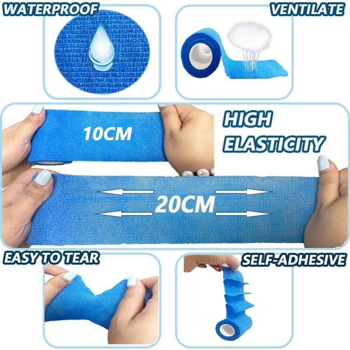 Elastische Selbstklebende Bandage – 9 Rollen für Sport & Tier