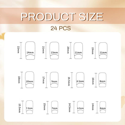 Weiße French Tip Press on Nägel mit Perlen & Schleife, 24