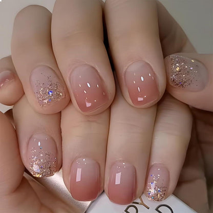 24 Stk. Winter Ombré Press-On Nägel Set - Glänzend & Kurz