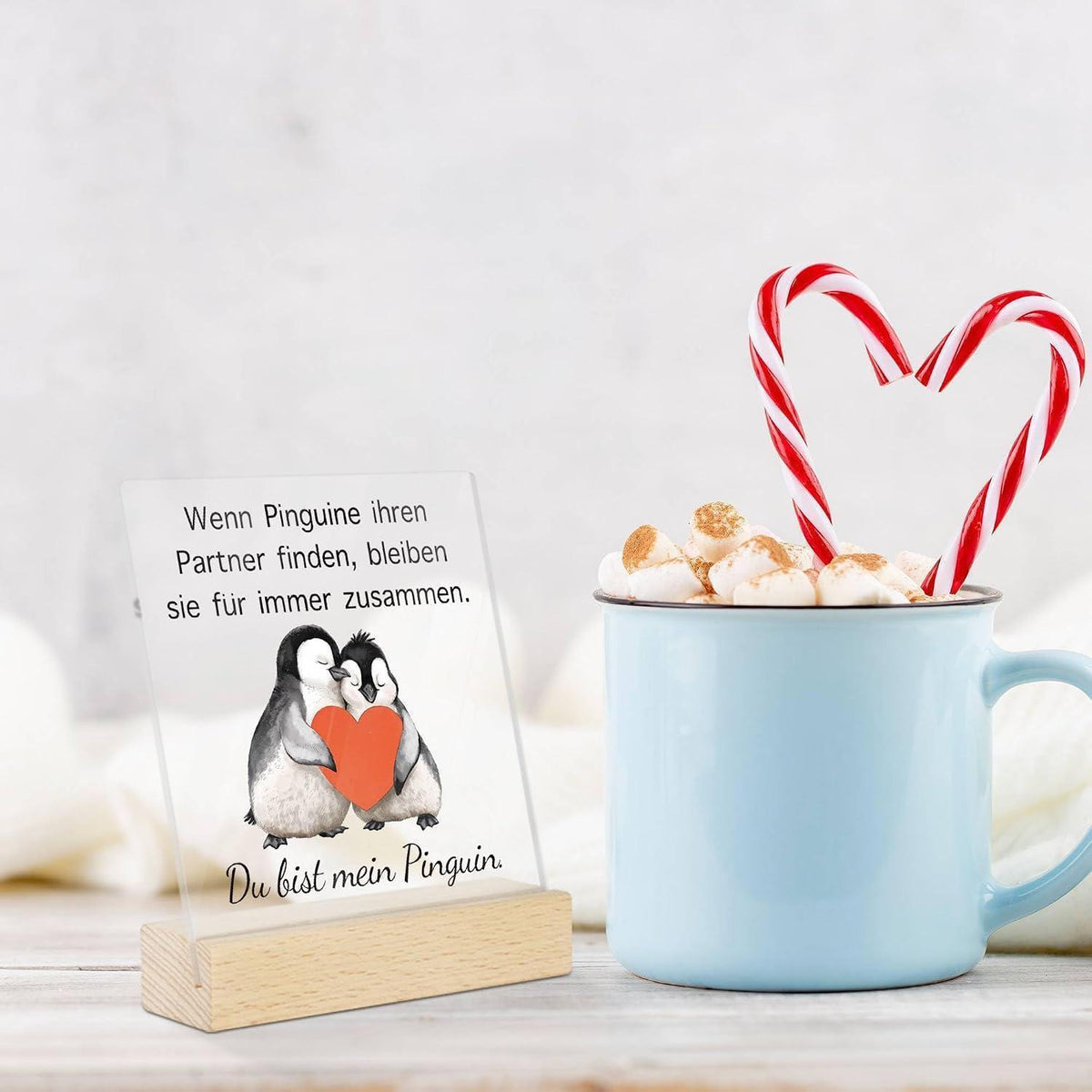 Acryl Deko Schild "Du bist mein Pinguin" - Romantisches Geschenk für Partner