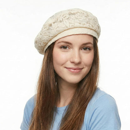 Damen Baskenmütze Spitze Sommer Beret Elegant Französisch
