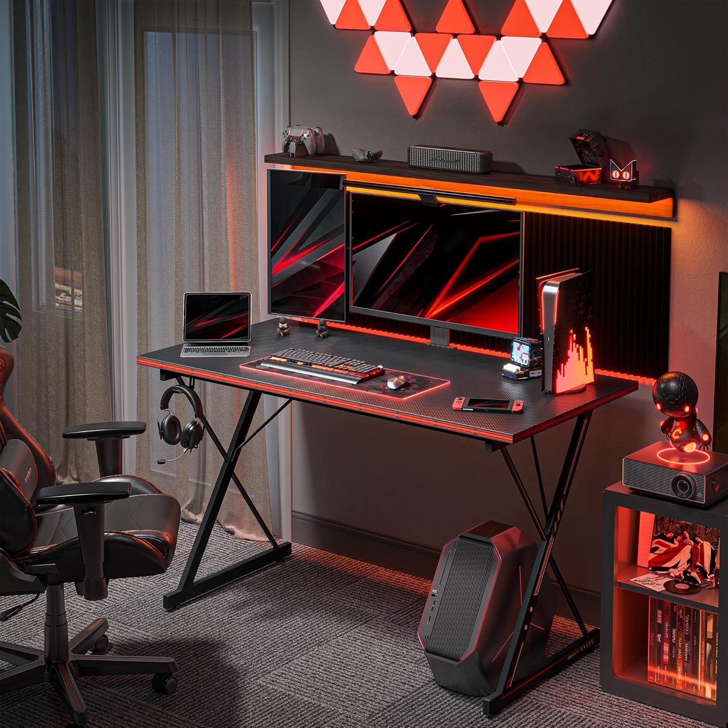 CubiCubi Gaming Tisch 100x50 cm Kohlefaser Schwarz