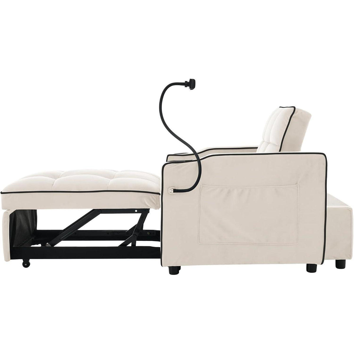 3-in-1 Schlafsofa mit Becherhaltern & Handyhalter – Beige B