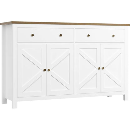140cm Sideboard Weiß | Küchenschrank mit Arbeitsplatte & Schubladen