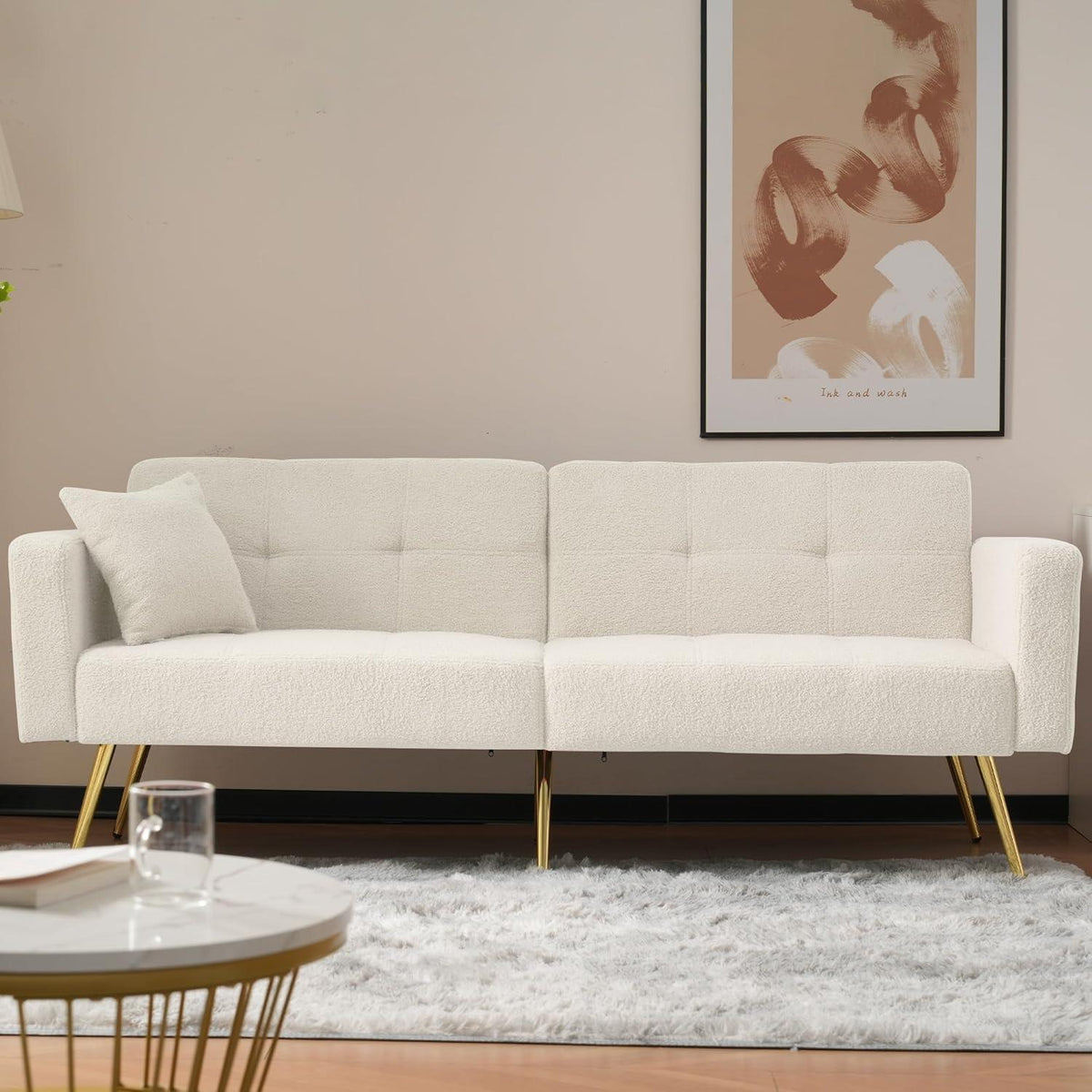 2-in-1 Schlafsofa mit verstellbarer Rückenlehne (Weiß)