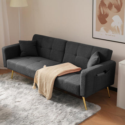 2-in-1 Schlafsofa mit verstellbarer Rückenlehne (Grau)