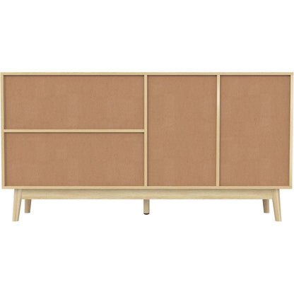 Rattanschrank 155cm mit 3 Türen & 2 Schubladen – Sideboard Kommode