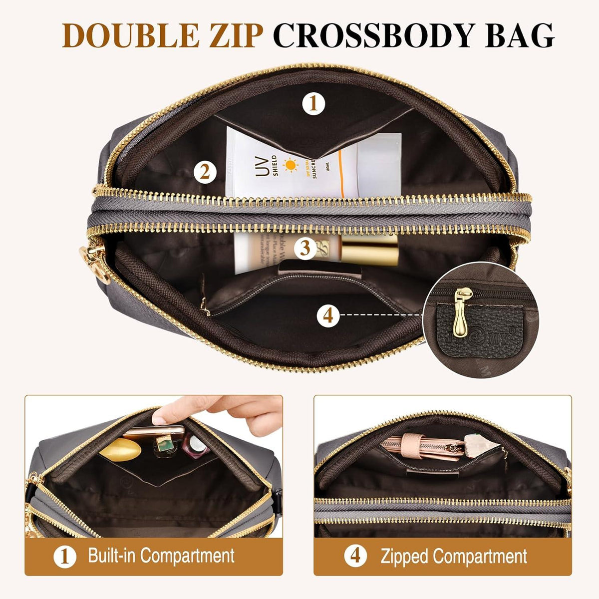 TEUEN Damen Kleine Umhängetasche Leder Crossbody Schultertasche