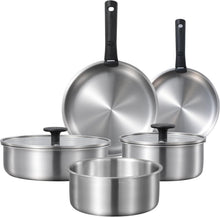 Topfset Edelstahl Induktion 12tlg abnehmbaren Griffen & Glasdeckel