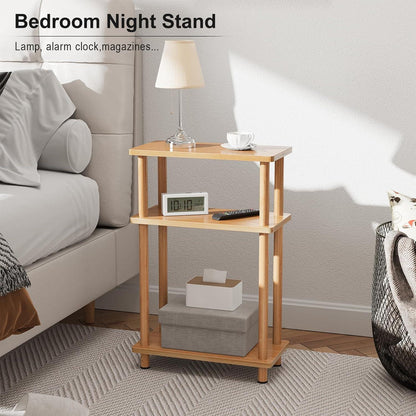 Beistelltisch 3 Etagen Holz 40x18x61.5CM Stauraum Wohnzimmer Natur