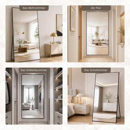 Ganzkörperspiegel 180x80 cm – Stand- & Wandspiegel mit Metallrahmen