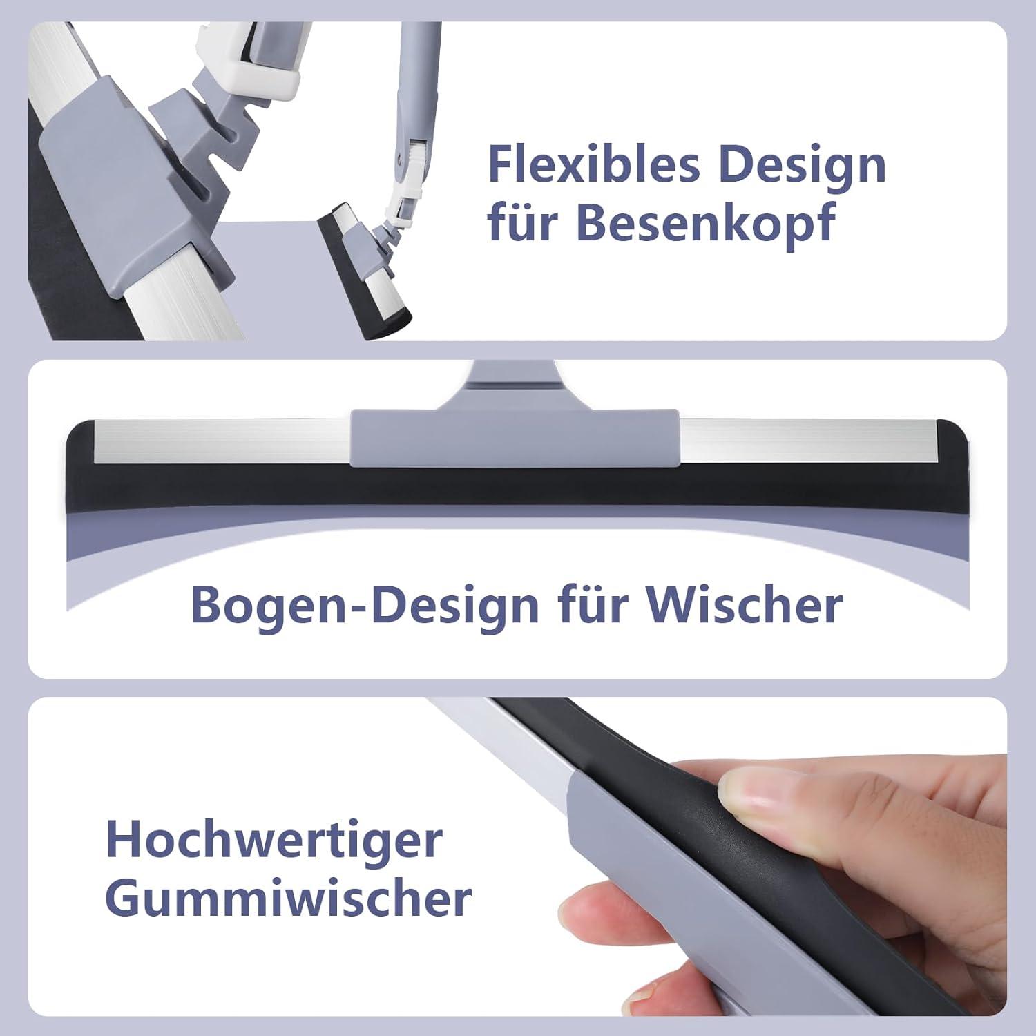 Bodenwischer mit Gummiklinge und Teleskopstiel 120cm