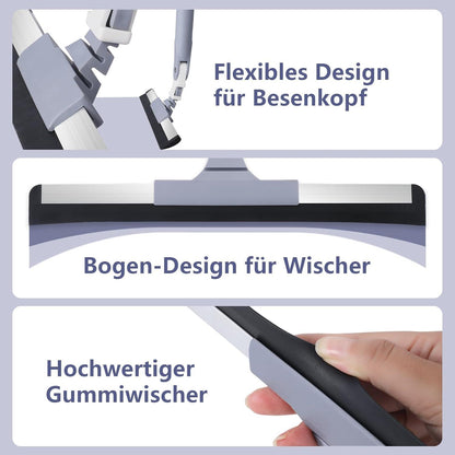 Bodenwischer mit Gummiklinge und Teleskopstiel 120cm