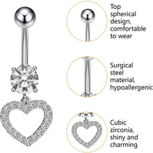 Bauchnabelpiercing Set 5 Stück Chirurgenstahl 14G Silber