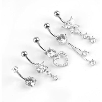 Bauchnabelpiercing Set 5 Stück Chirurgenstahl 14G Silber