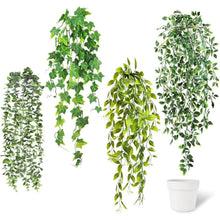 Künstliche Hängepflanzen 4er Set mit weißem Topf, 52-72cm