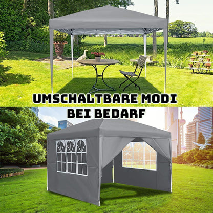 Wasserdichter Faltpavillon 2.5x2.5m mit Seitenteilen & UV-Schutz