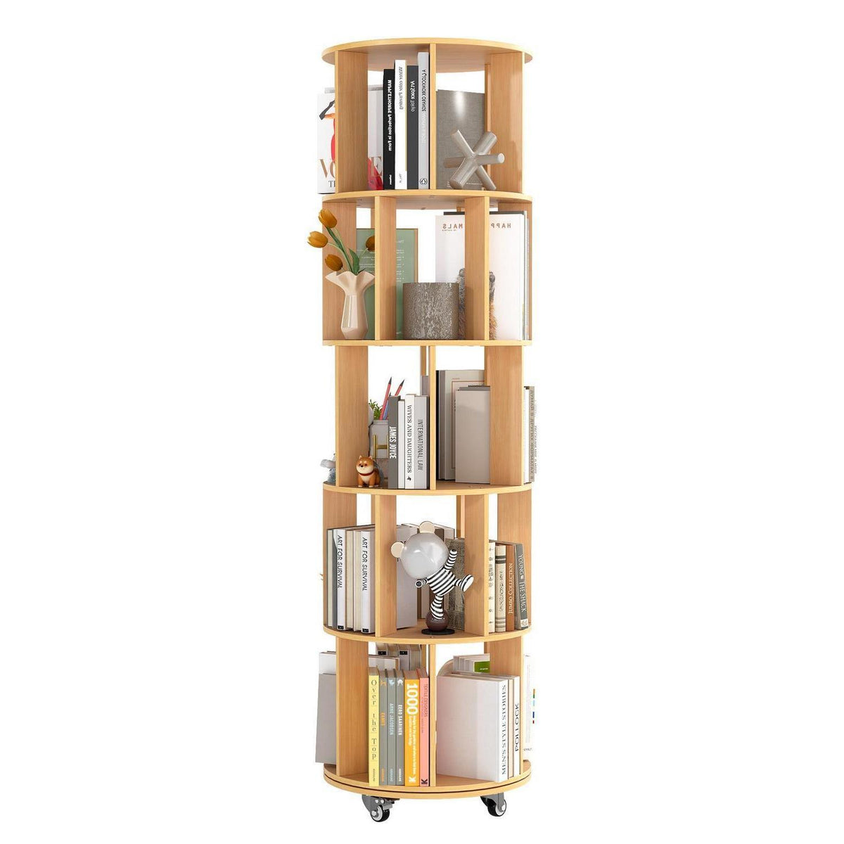 Drehbares Bücherregal 165,5 cm – 5 Etagen, Eckregal & Mobil