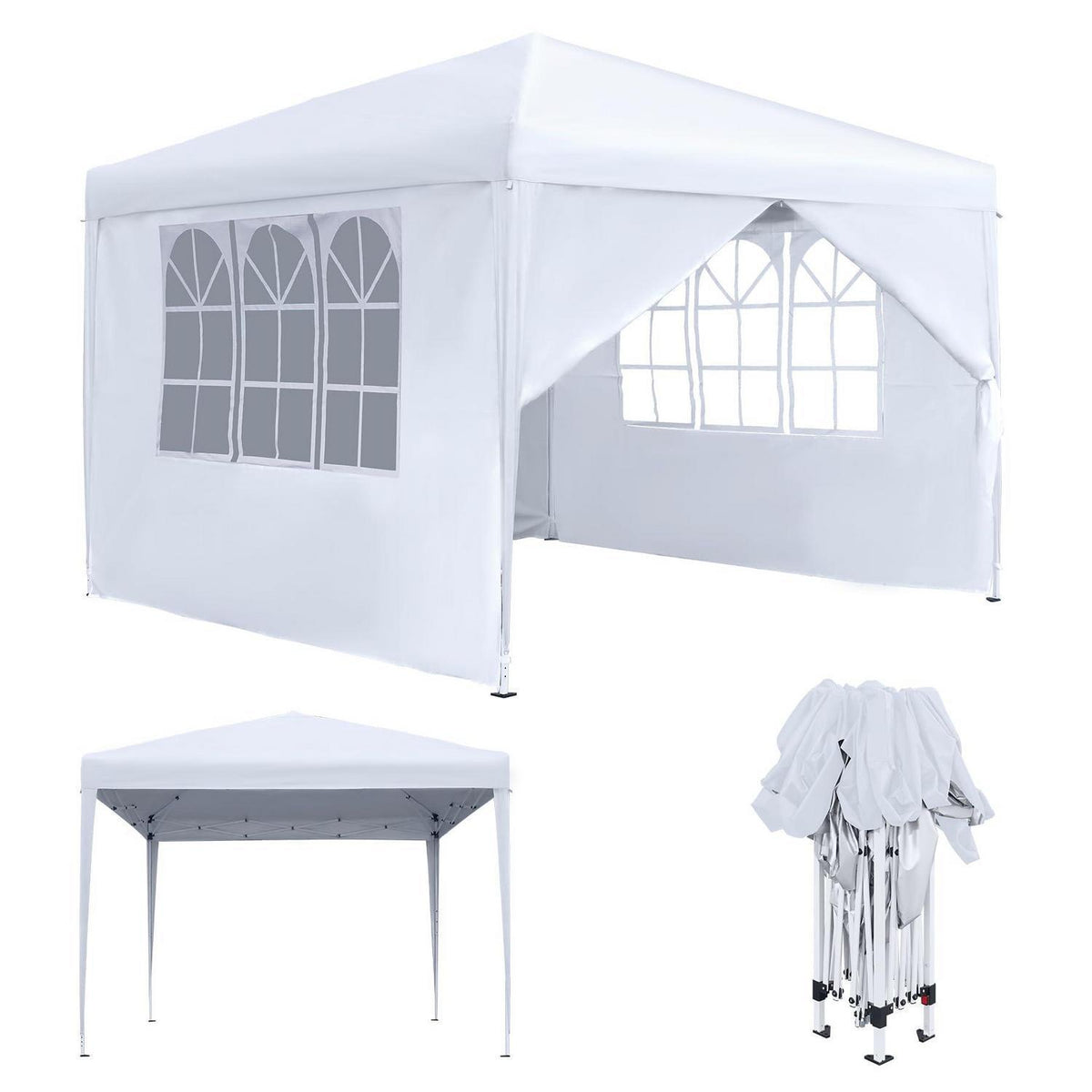 Wasserdichter Faltpavillon 2.5x2.5m mit Seitenteilen & Fenstern