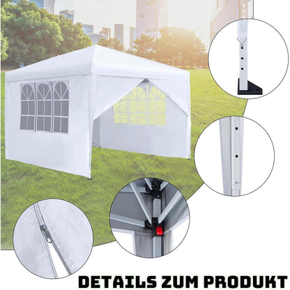 Wasserdichter Faltpavillon 2.5x2.5m mit Seitenteilen & Fenstern