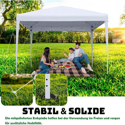 Wasserdichter Faltpavillon 2.5x2.5m mit Seitenteilen & Fenstern