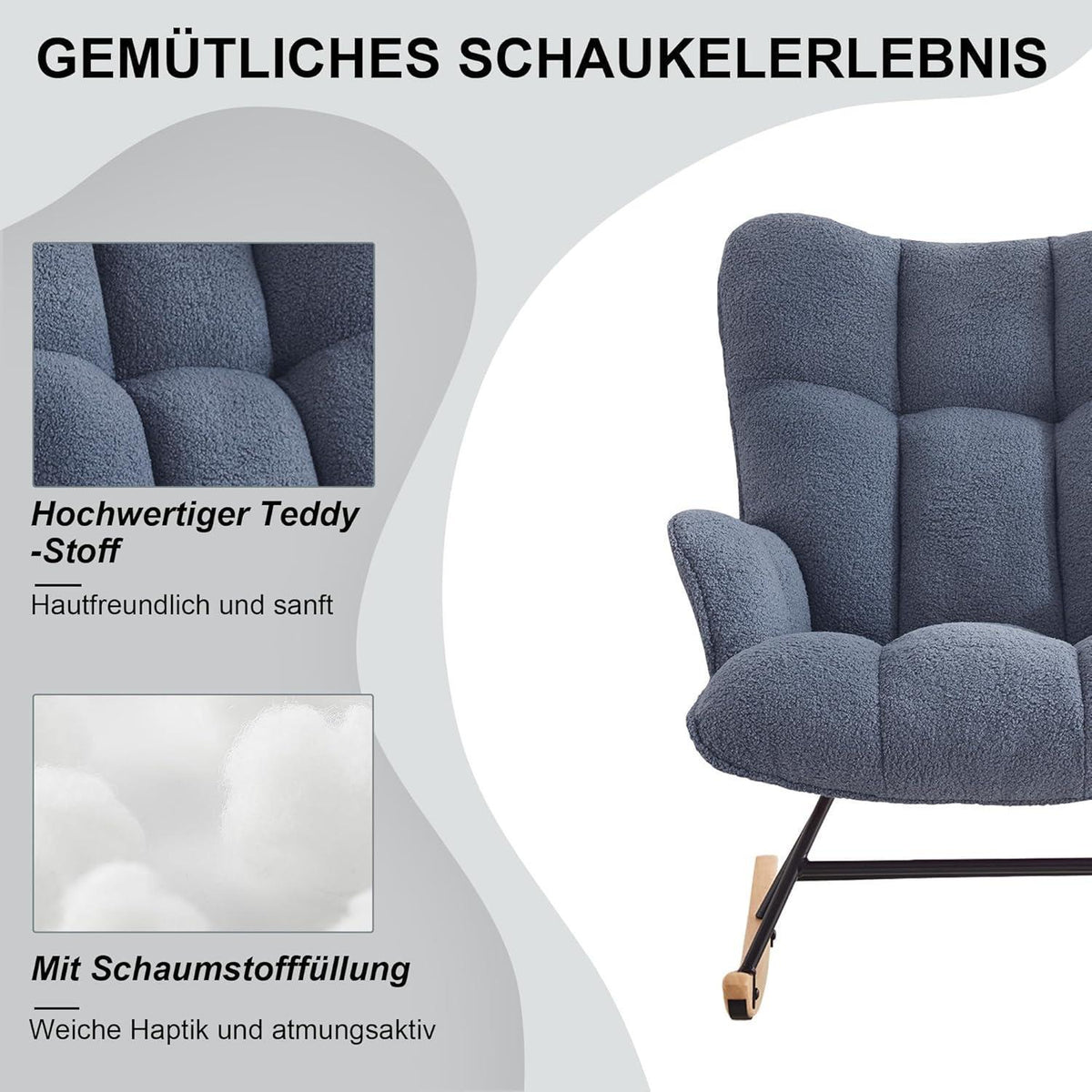 Schaukelstuhl Dunkelblau – Bequemer Relaxsessel für Wohnzimmer