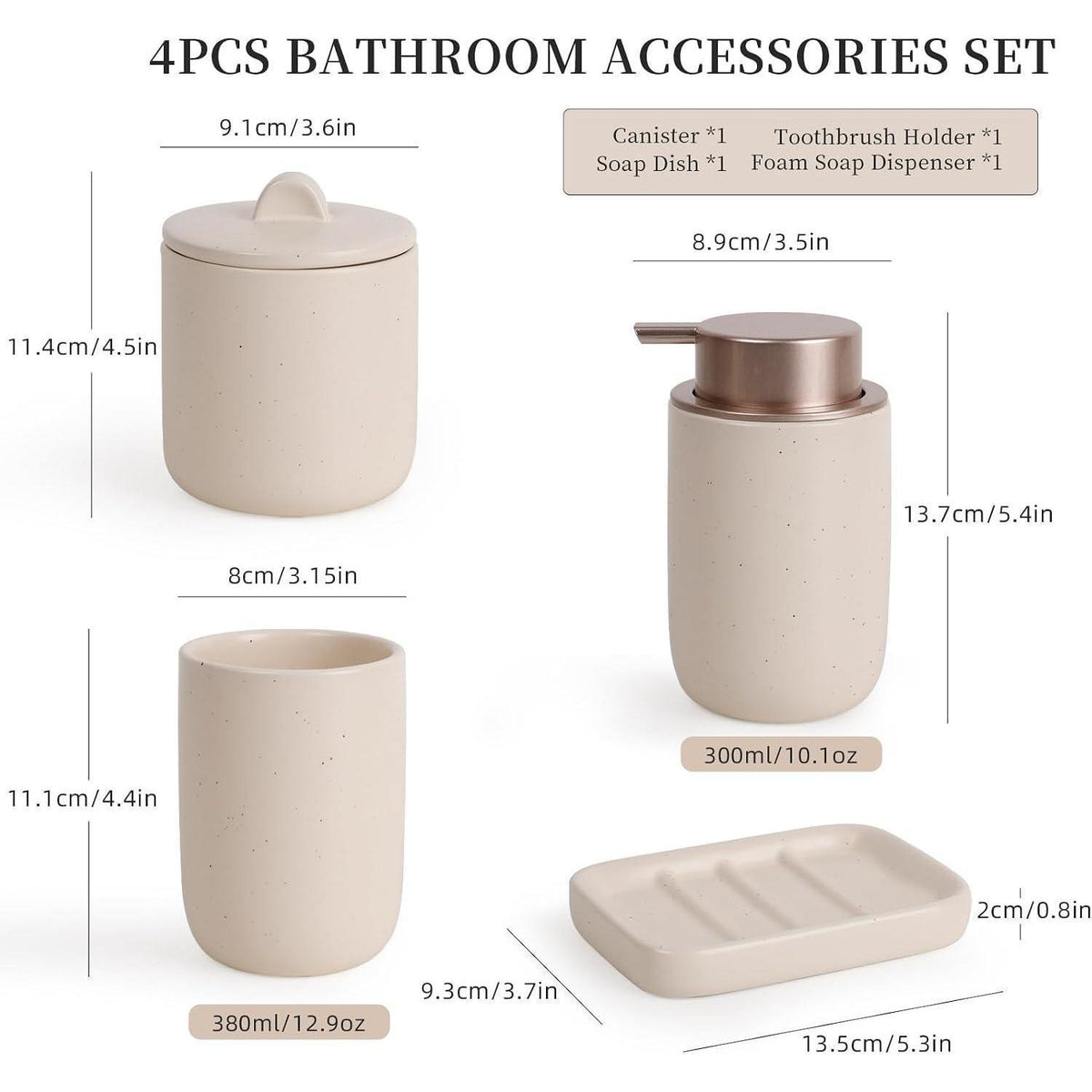 Keramik Badezimmer Set 4-teilig – Organizer & Deko