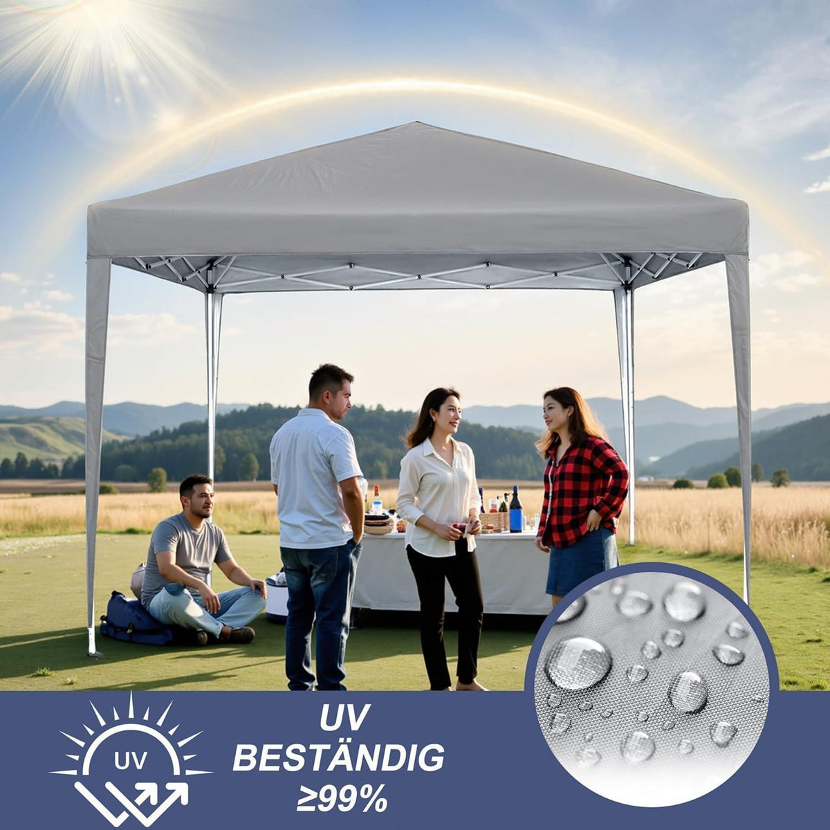 Faltbarer Pavillon 2.5x2.5m – Wasserdicht & UV-Schutz für Garten & Party