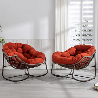 2x Schaukelstuhl Set – Bequemer Papasan Sessel für Terrasse & Wohnzimmer