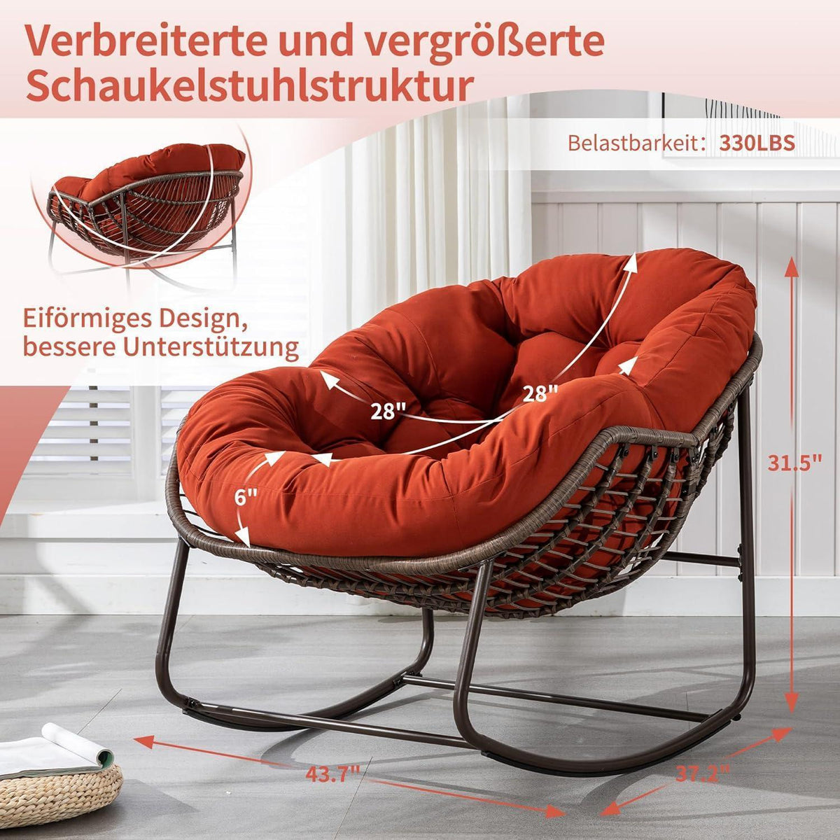 2x Schaukelstuhl Set – Bequemer Papasan Sessel für Terrasse & Wohnzimmer