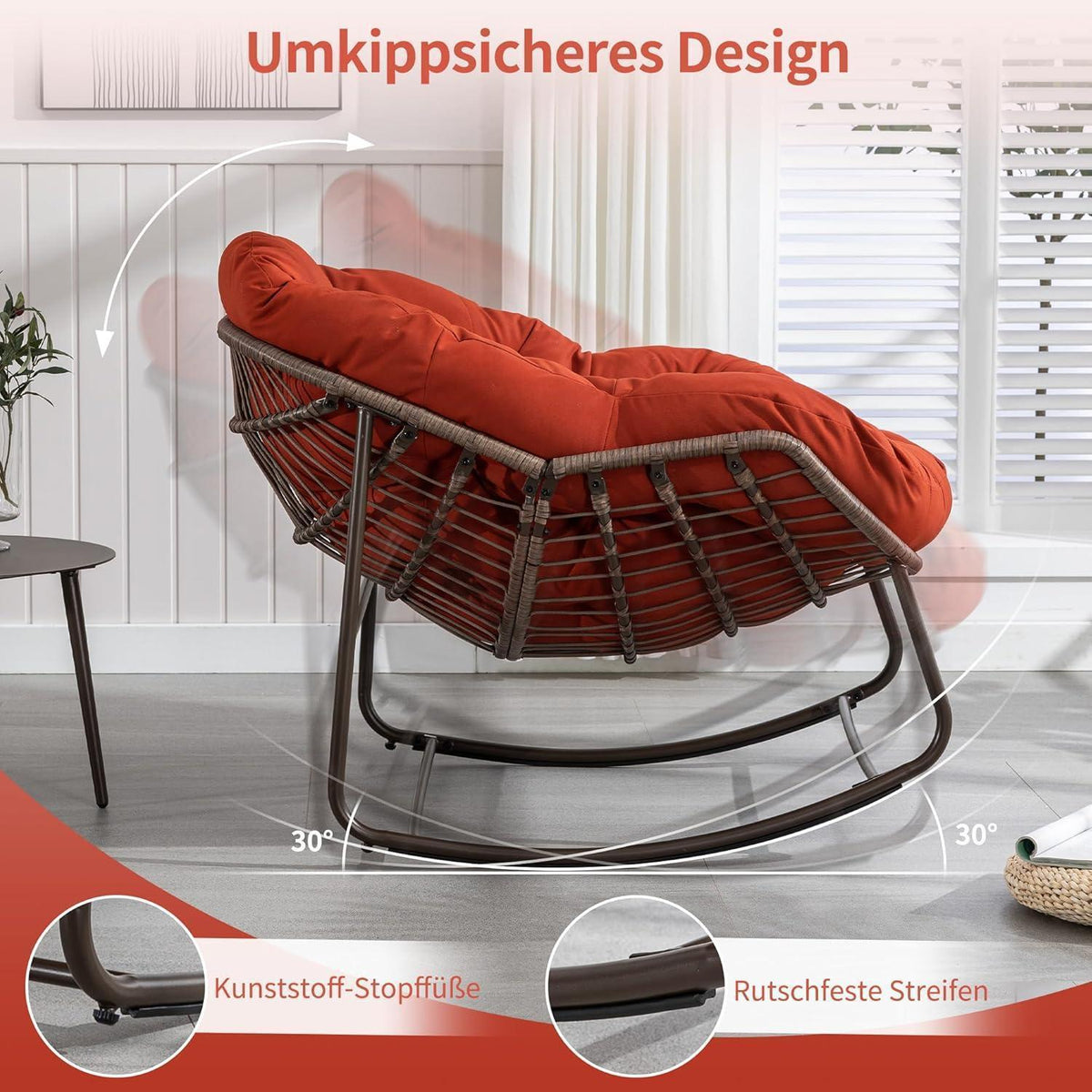2x Schaukelstuhl Set – Bequemer Papasan Sessel für Terrasse & Wohnzimmer